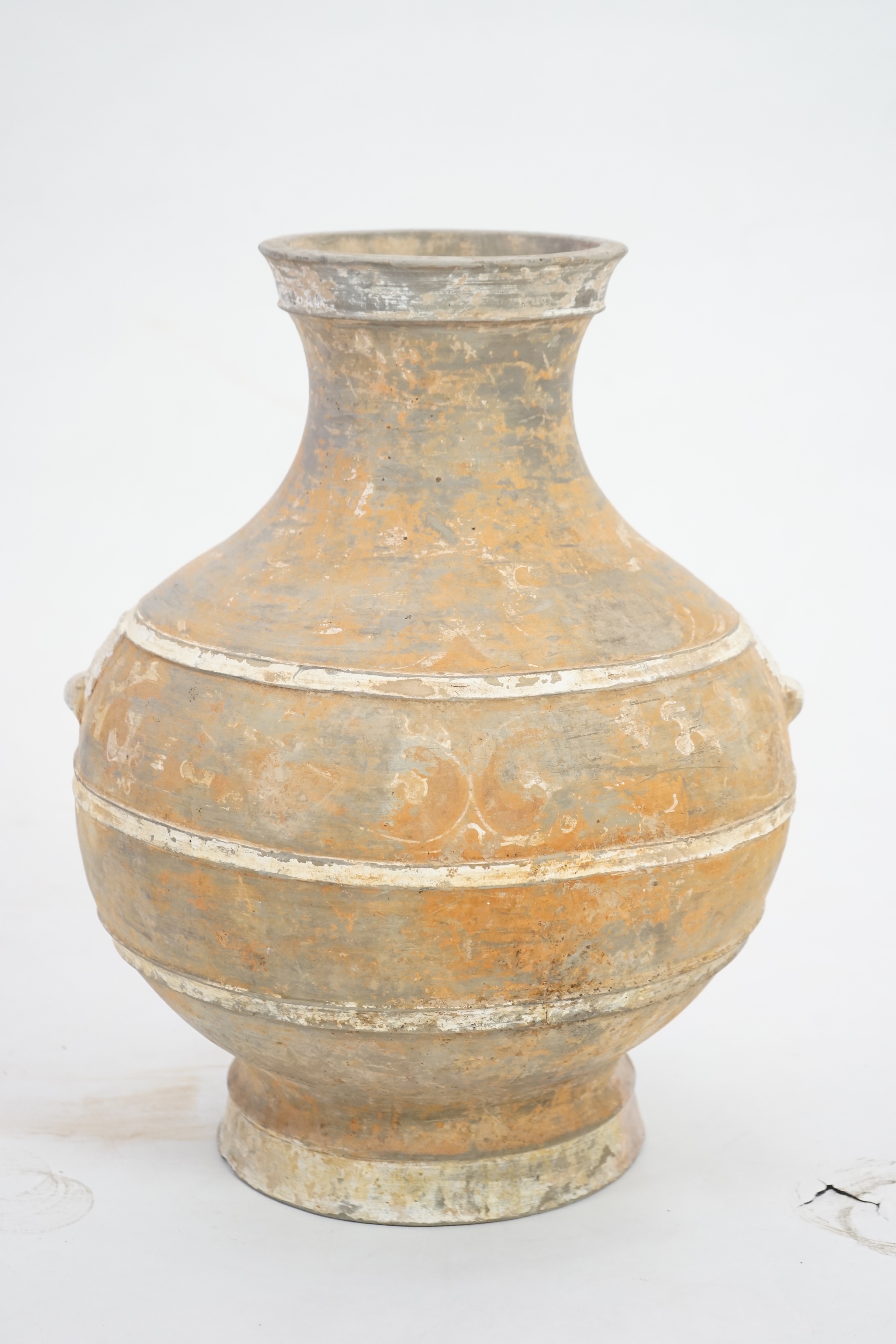 A large Chinese painted pottery Hu jar, Western Han Dynasty (206 BC-AD 8)